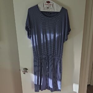 Hilary Radley Blue Striped Midi Dress